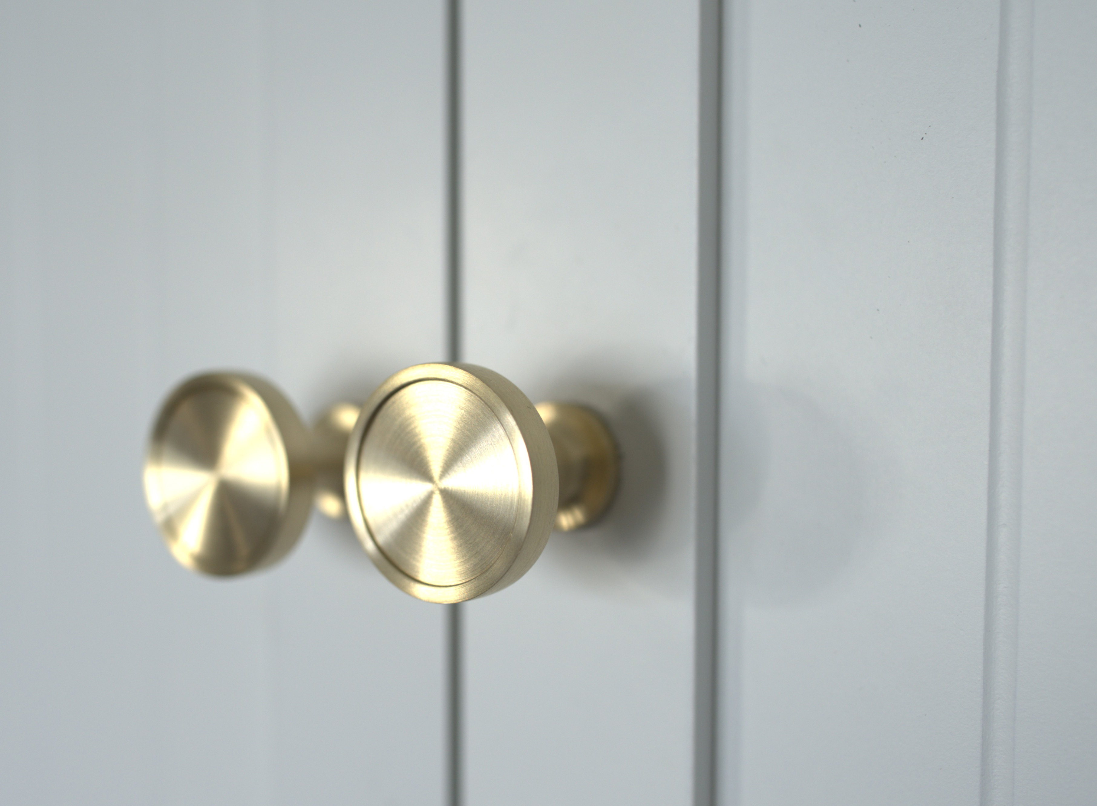 Classic style brass pull hardware detail by Cortavelle
